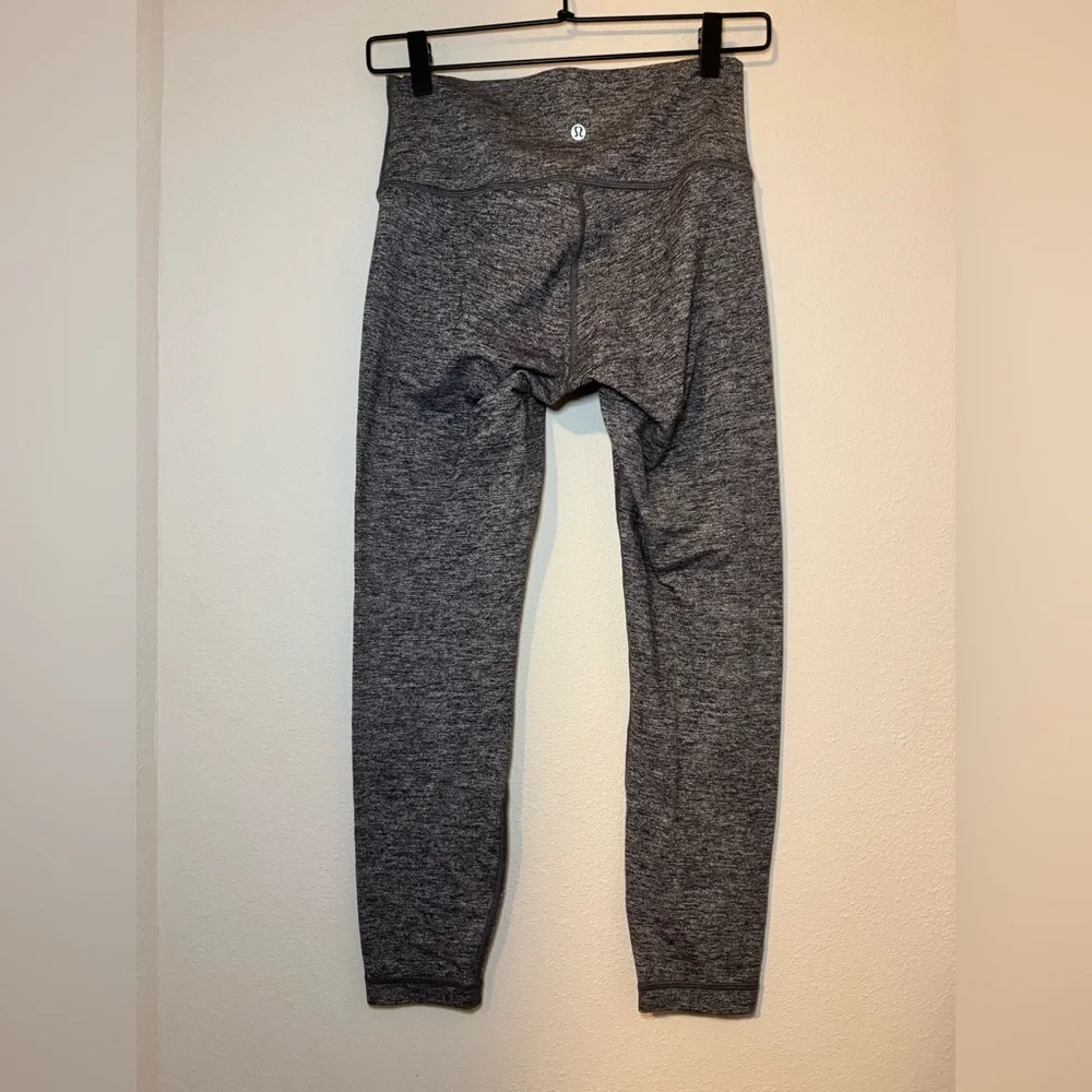 Lululemon Wunder Under High-Rise leggings in a heathered gray color